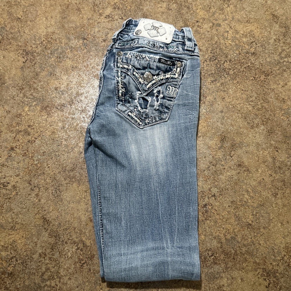 Y2k Miss Me Jeans Women's Size 26x31 Light Blue Distressed Skinny Signature